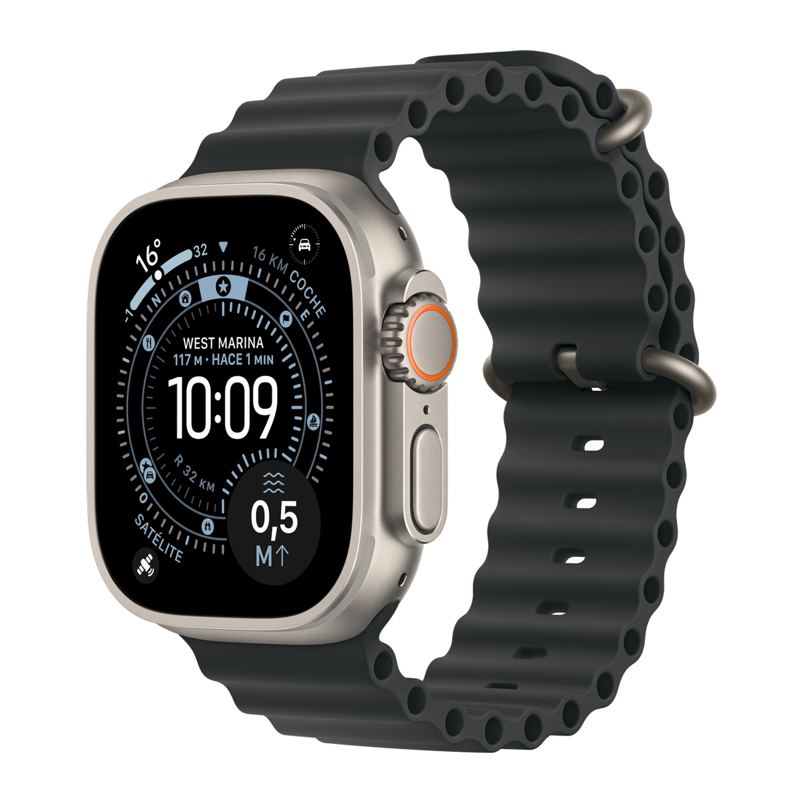 Apple Watch Ultra 3 de titanio con correa negra